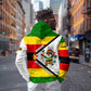Zimbabwe Christmas Zip Hoodie Festive Santa Palm Tree and Red Yellow Green Flag - African Pride