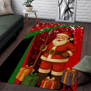 Kenya Christmas Area Rug Santa Claus Spear and Red Green Harambee Crest - African Pride