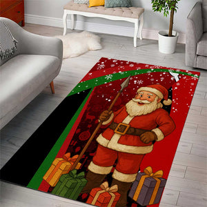 Kenya Christmas Area Rug Santa Claus Spear and Red Green Harambee Crest - African Pride