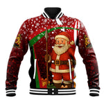 Kenya Christmas Baseball Jacket Santa Claus Spear and Red Green Harambee Crest - African Pride
