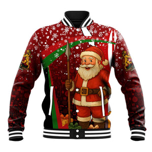 Kenya Christmas Baseball Jacket Santa Claus Spear and Red Green Harambee Crest - African Pride