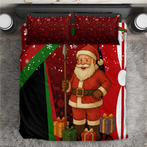 Kenya Christmas Bedding Set Santa Claus Spear and Red Green Harambee Crest - African Pride