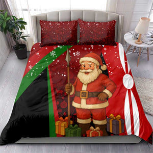 Kenya Christmas Bedding Set Santa Claus Spear and Red Green Harambee Crest - African Pride