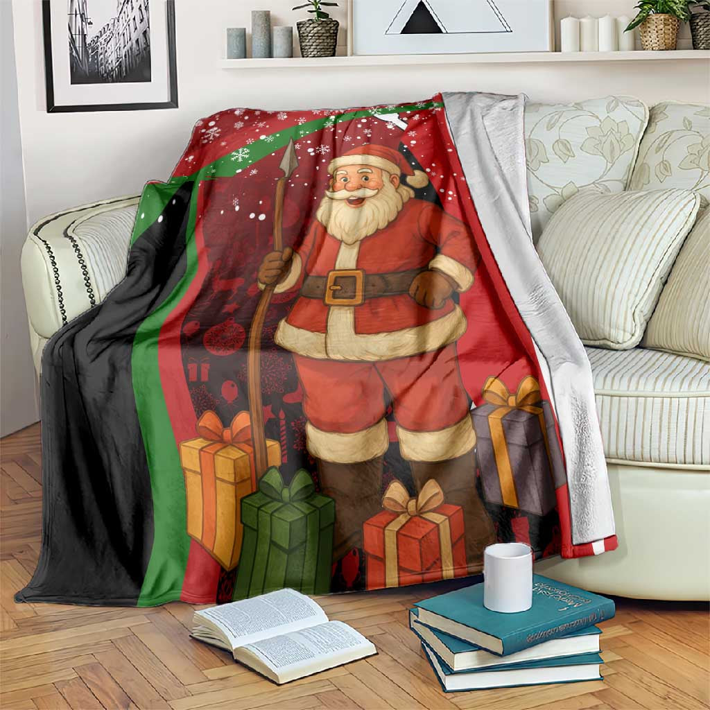 Kenya Christmas Blanket Santa Claus Spear and Red Green Harambee Crest - African Pride