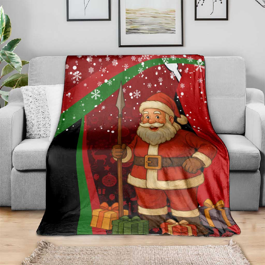 Kenya Christmas Blanket Santa Claus Spear and Red Green Harambee Crest - African Pride