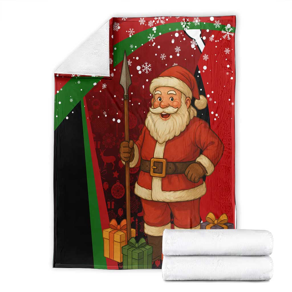 Kenya Christmas Blanket Santa Claus Spear and Red Green Harambee Crest - African Pride