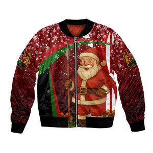 Kenya Christmas Bomber Jacket Santa Claus Spear and Red Green Harambee Crest - African Pride