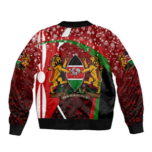 Kenya Christmas Bomber Jacket Santa Claus Spear and Red Green Harambee Crest - African Pride