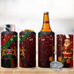 Kenya Christmas 4 in 1 Can Cooler Tumbler Santa Claus Spear and Red Green Harambee Crest - African Pride