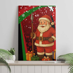 Kenya Christmas Canvas Wall Art Santa Claus Spear and Red Green Harambee Crest - African Pride
