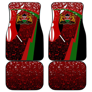 Kenya Christmas Car Mats Santa Claus Spear and Red Green Harambee Crest - African Pride