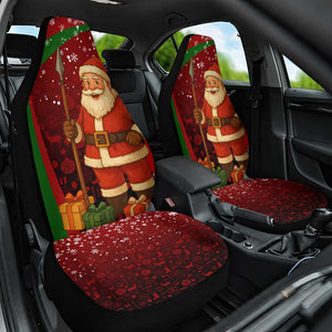 Kenya Christmas Car Seat Cover Santa Claus Spear and Red Green Harambee Crest - African Pride