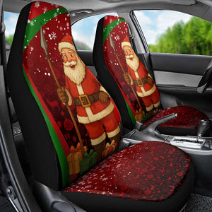 Kenya Christmas Car Seat Cover Santa Claus Spear and Red Green Harambee Crest - African Pride