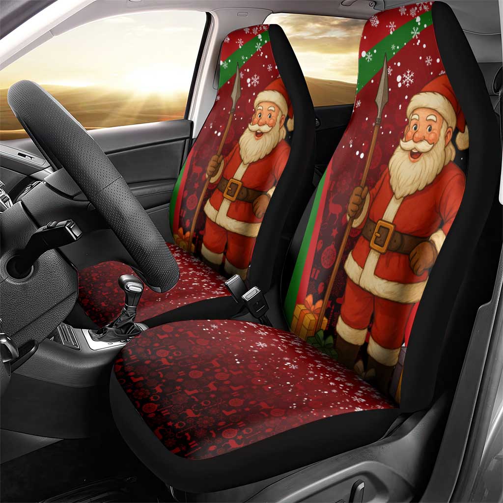 Kenya Christmas Car Seat Cover Santa Claus Spear and Red Green Harambee Crest - African Pride