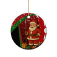 Kenya Christmas Ceramic Ornament Santa Claus Spear and Red Green Harambee Crest - African Pride