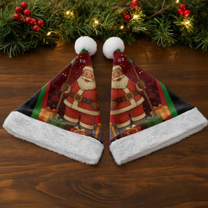 Kenya Christmas Santa Hat Santa Claus Spear and Red Green Harambee Crest - African Pride
