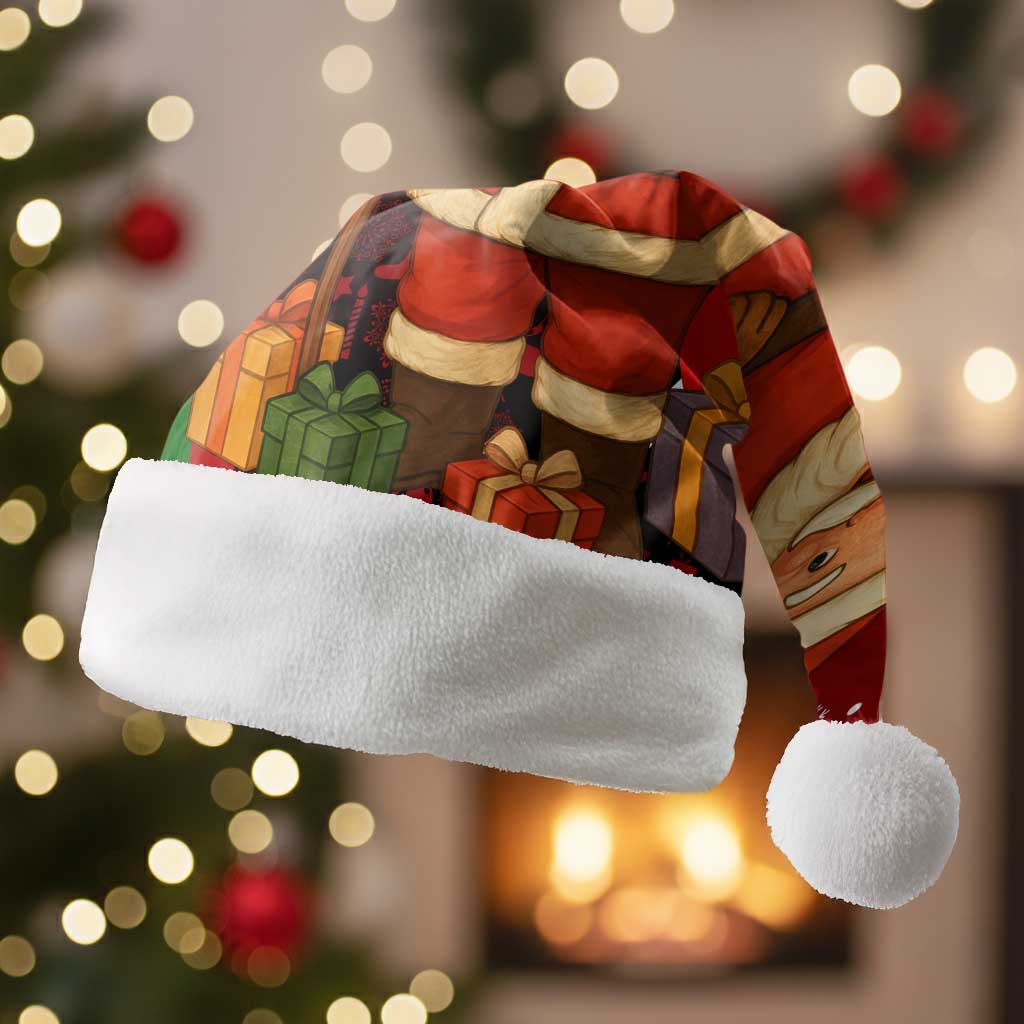 Kenya Christmas Santa Hat Santa Claus Spear and Red Green Harambee Crest - African Pride