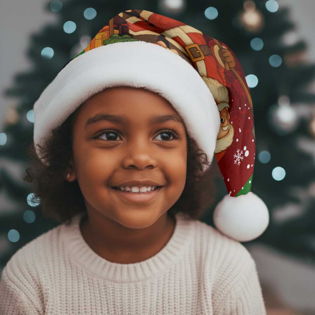 Kenya Christmas Santa Hat Santa Claus Spear and Red Green Harambee Crest - African Pride