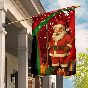 Kenya Christmas Garden Flag Santa Claus Spear and Red Green Harambee Crest - African Pride