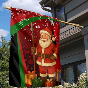 Kenya Christmas Garden Flag Santa Claus Spear and Red Green Harambee Crest - African Pride