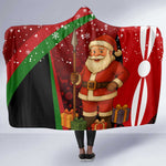 Kenya Christmas Hooded Blanket Santa Claus Spear and Red Green Harambee Crest - African Pride