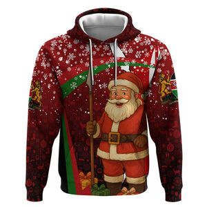 Kenya Christmas Hoodie Santa Claus Spear and Red Green Harambee Crest - African Pride