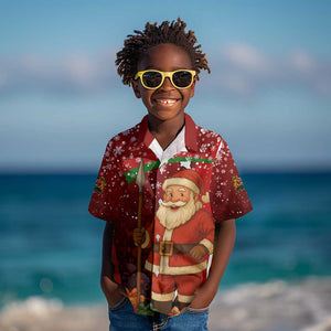 Kenya Christmas Kid Hawaiian Shirt Santa Claus Spear and Red Green Harambee Crest - African Pride