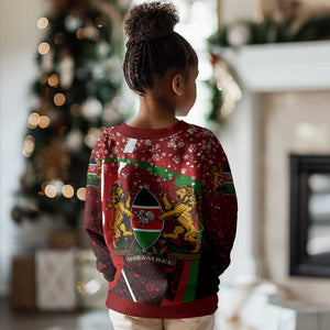 Kenya Christmas Kid Ugly Christmas Sweater Santa Claus Spear and Red Green Harambee Crest - African Pride
