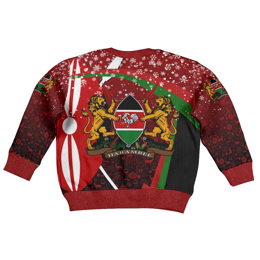 Kenya Christmas Kid Ugly Christmas Sweater Santa Claus Spear and Red Green Harambee Crest - African Pride