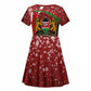 Kenya Christmas Kid Short Sleeve Dress Santa Claus Spear and Red Green Harambee Crest - African Pride