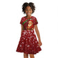 Kenya Christmas Kid Short Sleeve Dress Santa Claus Spear and Red Green Harambee Crest - African Pride