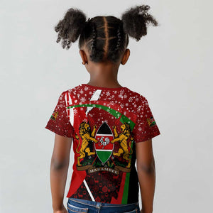 Kenya Christmas Kid T shirt Santa Claus Spear and Red Green Harambee Crest - African Pride