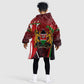 Kenya Christmas Kid Wearable Blanket Hoodie Santa Claus Spear and Red Green Harambee Crest - African Pride