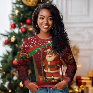 Kenya Christmas Ugly Christmas Sweater Santa Claus Spear and Red Green Harambee Crest - African Pride