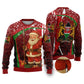 Kenya Christmas Ugly Christmas Sweater Santa Claus Spear and Red Green Harambee Crest - African Pride