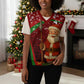 Kenya Christmas Knitted V-Neck Vest Santa Claus Spear and Red Green Harambee Crest - African Pride