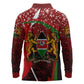 Kenya Christmas Long Sleeve Polo Shirt Santa Claus Spear and Red Green Harambee Crest - African Pride