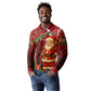 Kenya Christmas Long Sleeve Polo Shirt Santa Claus Spear and Red Green Harambee Crest - African Pride