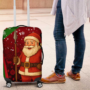 Kenya Christmas Luggage Cover Santa Claus Spear and Red Green Harambee Crest - African Pride