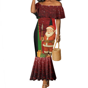 Kenya Christmas Mermaid Dress Santa Claus Spear and Red Green Harambee Crest - African Pride