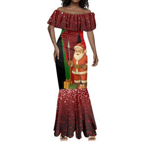 Kenya Christmas Mermaid Dress Santa Claus Spear and Red Green Harambee Crest - African Pride