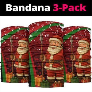 Kenya Christmas Neck Gaiter Santa Claus Spear and Red Green Harambee Crest - African Pride