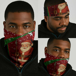 Kenya Christmas Neck Gaiter Santa Claus Spear and Red Green Harambee Crest - African Pride