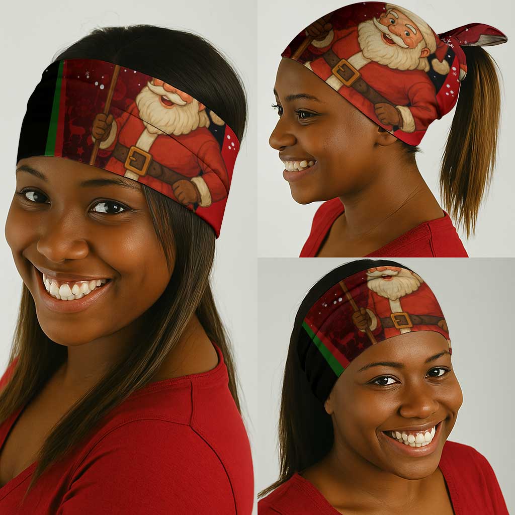 Kenya Christmas Neck Gaiter Santa Claus Spear and Red Green Harambee Crest - African Pride