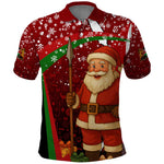 Kenya Christmas Polo Shirt Santa Claus Spear and Red Green Harambee Crest - African Pride