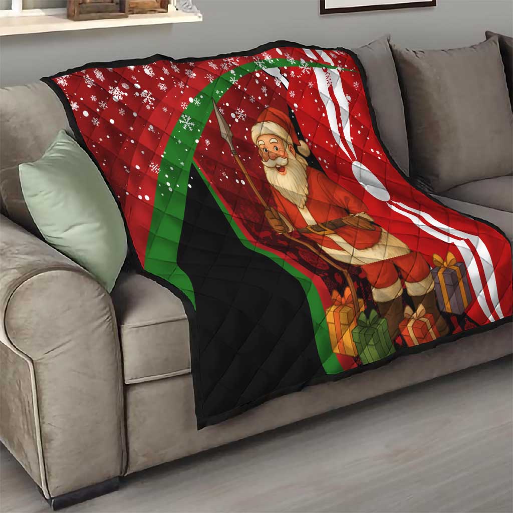 Kenya Christmas Quilt Santa Claus Spear and Red Green Harambee Crest - African Pride