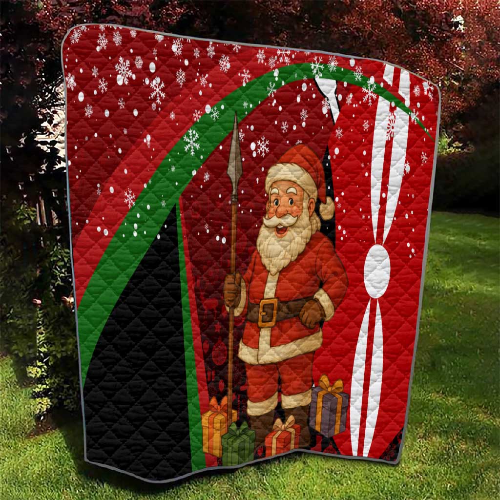 Kenya Christmas Quilt Santa Claus Spear and Red Green Harambee Crest - African Pride