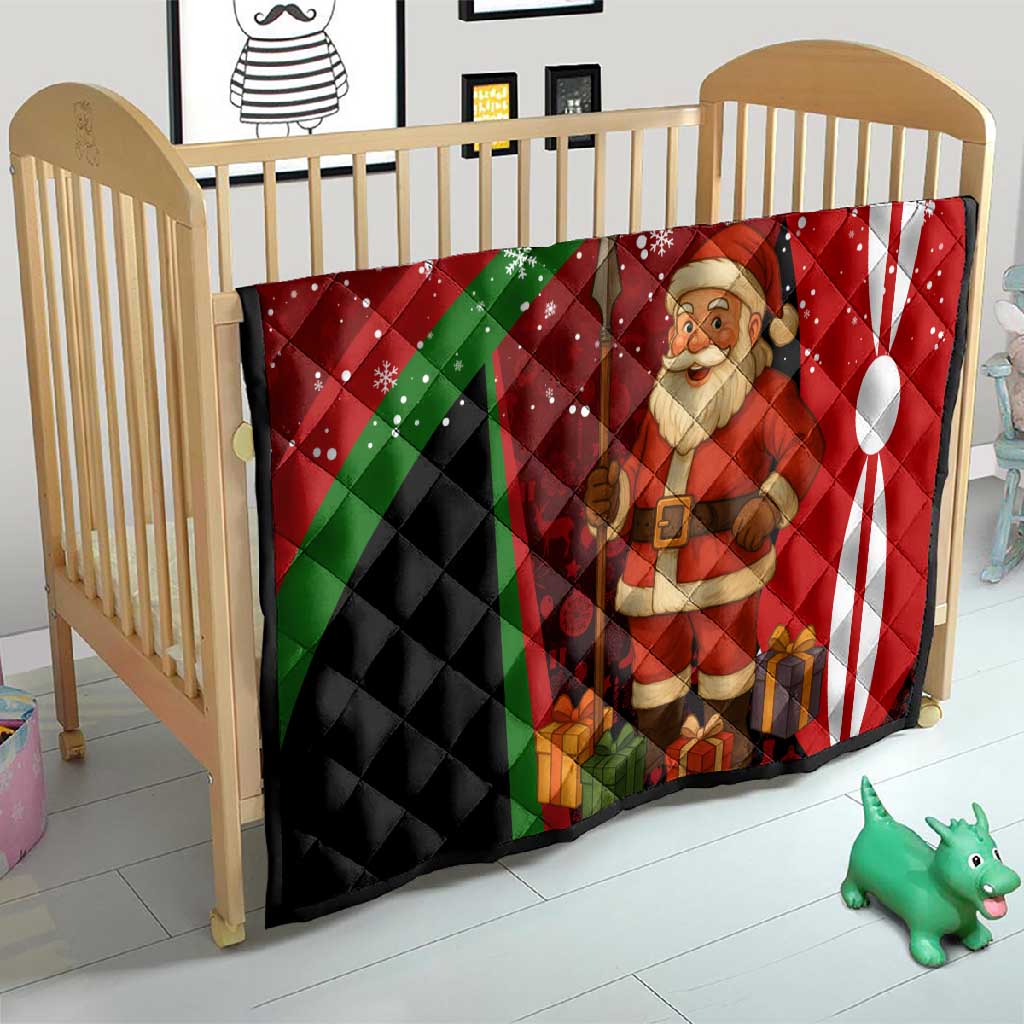Kenya Christmas Quilt Santa Claus Spear and Red Green Harambee Crest - African Pride