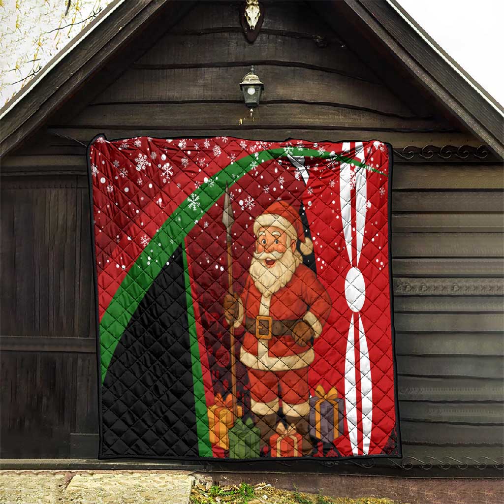 Kenya Christmas Quilt Santa Claus Spear and Red Green Harambee Crest - African Pride