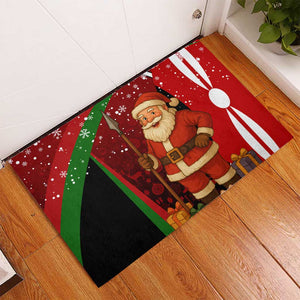 Kenya Christmas Rubber Doormat Santa Claus Spear and Red Green Harambee Crest - African Pride